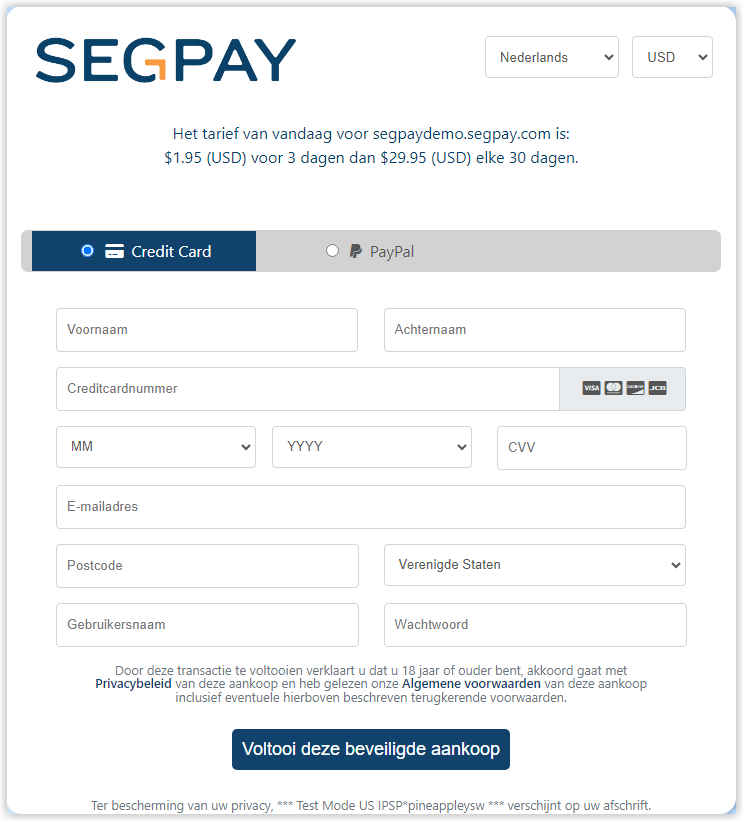 Adding the parameter &paypagelanguage=NL to your payment page's Base URL displays the page in the Dutch language. 