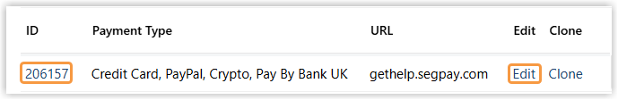 Click package ID or Edit button to edit your package